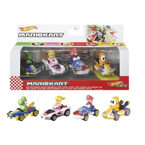 Vehículos de Juguete Hot Wheels Mario Kart 4 piezas Yoshi Peach Mario Shy Guy Bodega