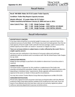 Fillable Online Recall Notice Recall Information Fax Email Print