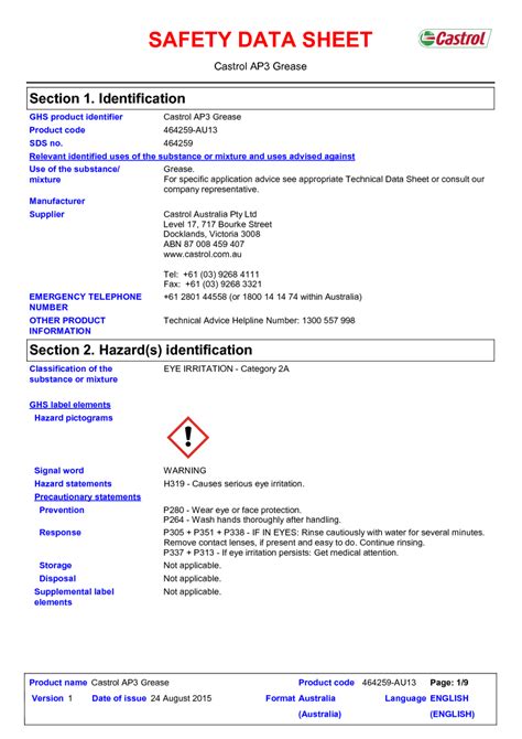 Brake Cleaner Coshh Data Sheet At Marshall Cash Blog