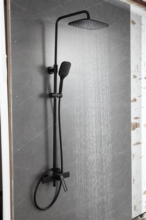 Momali Black Brass Bathroom Bath Faucet Shower Set Shower Set And