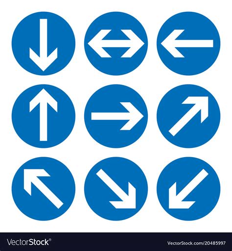 Set of direction signs blue circle mandatory Vector Image