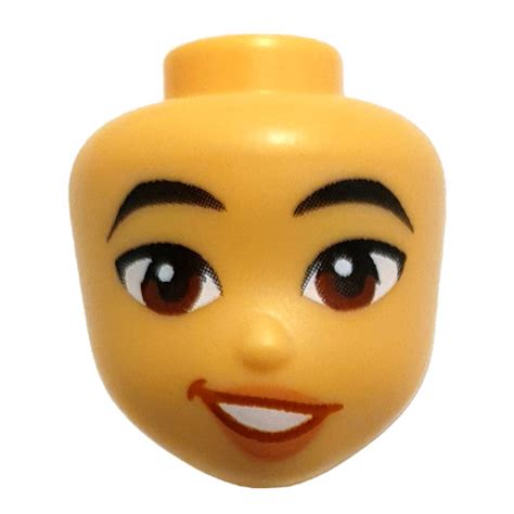 Lego Part Pr Minidoll Head With Black Eyebrows Reddish Brown