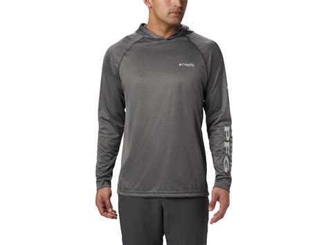 Columbia Mens Pfg Terminal Tackle Heather Hoodie Charcoal