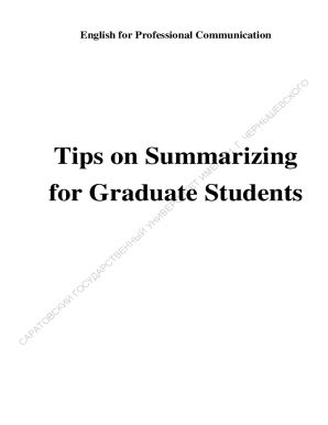 Fillable Online Tips On Summarizing For Graduate Students Fax Email