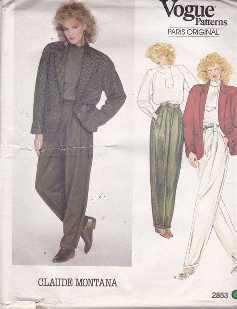 Vogue 2853 Paris Original Pattern Claude Montana Jacket Top Etsy