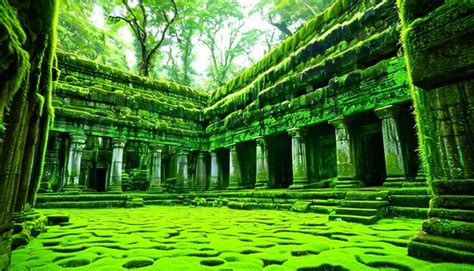premium photo  green moss covered temple   jungle