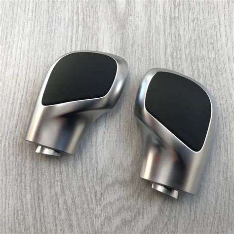 1pcs Chrome Matt With Leather Shift Knob Gear Side Cover Dsg Emblem For Vw Golf 6 7 R Gti Passat