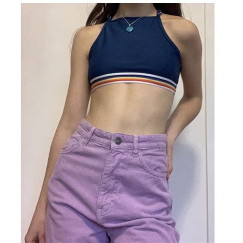 Navy Blue Sporty Bikini Set Halter Neck Bikini Top Depop