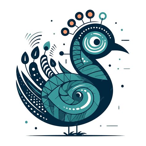 Premium Vector Vector Illustration Of Peacock On White Background Hand Drawn Bird