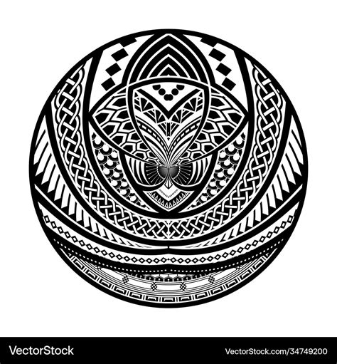 Abstract Polynesian Tattoo Circle Design Vector Image