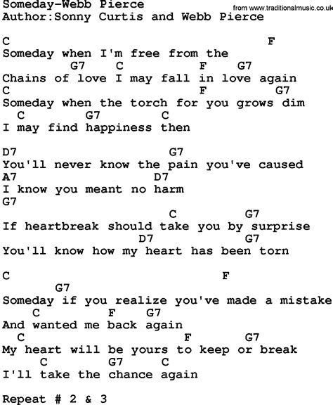 Country Music:Someday-Webb Pierce Lyrics and Chords