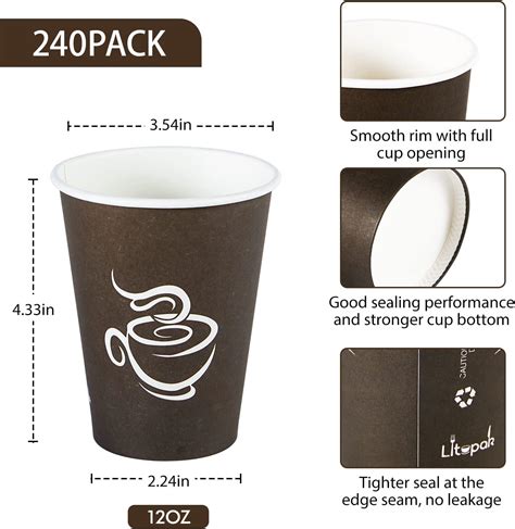 LITOPAK 240 Pack 12 Oz Paper Cups Disposable Coffee Cups Hot Cold