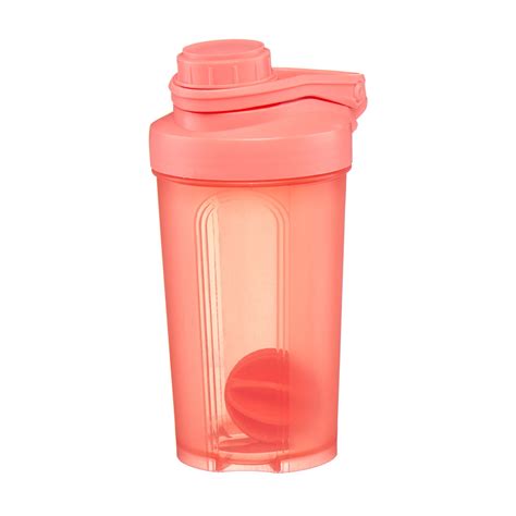 Coral Plastic Protein Shaker Bottle With Mixer Ball 169 Oz