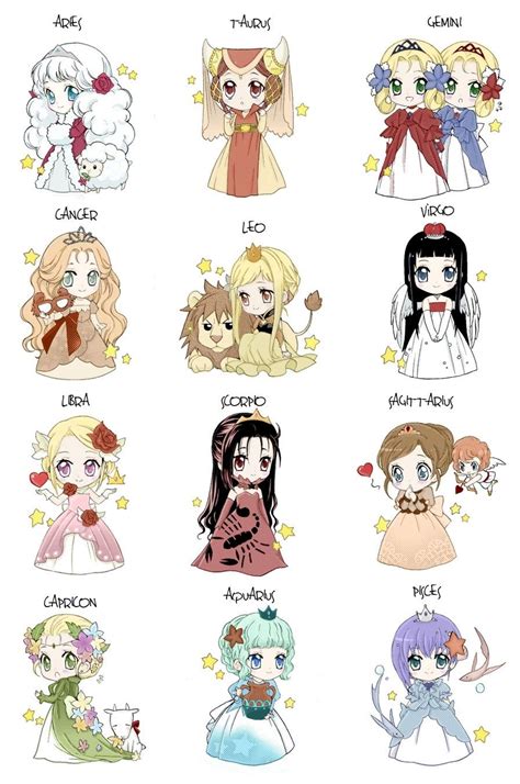 °zodiac Signs By Louna Ashasou Anime Chibi Kawaii Chibi Cute Chibi