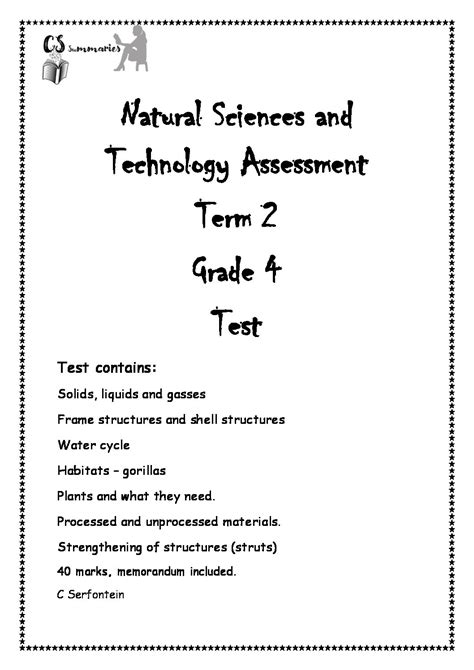 4th Grade Science Assessment Test