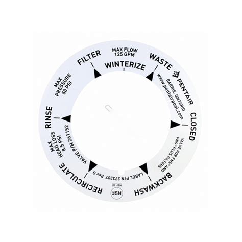 Pentair 273207 2 Fpt Pvc De Multiport Valve Label