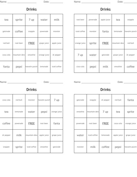 Types Of Soda And Drinks Word Search Wordmint