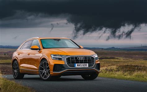 Audi Q8 2018 Front View Exterior Sports Crossover New Orange Q8