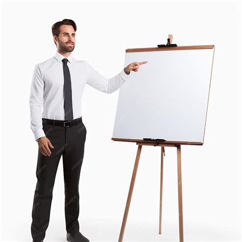 Teacher Explains Easily on Board White Background | Premium AI