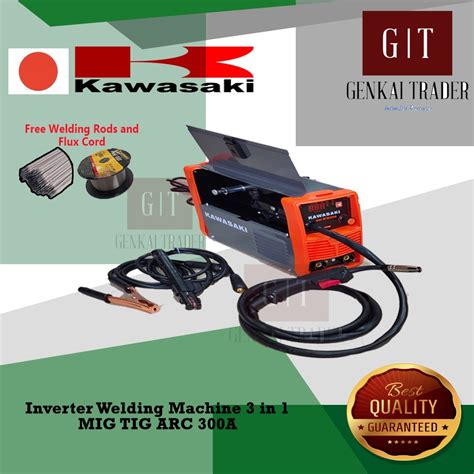 Kawasaki MIG TIG ARC 3 In 1 Gasless Inverter Welding Machine With FLUX