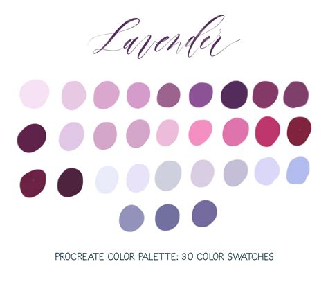 Lavender Procreate Color Palette Procreate Color Swatches Procreate Tool Swatches File Ipad