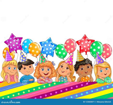 Birthday Bright Banner Cute Kids Stock Vector - Illustration of cone ...