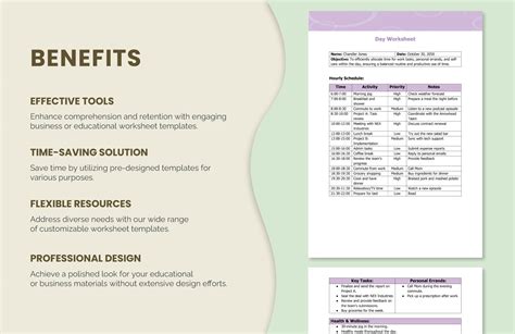 Day Worksheet Template in Word - Download | Template.net