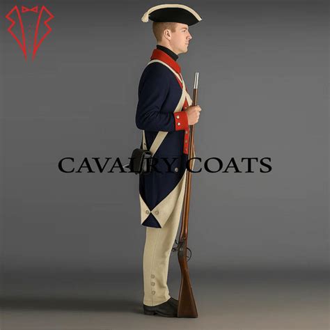 Revolutionary War Officer Jacket 18th Century Navy Blue Wool Uniform Cavalry Coats
