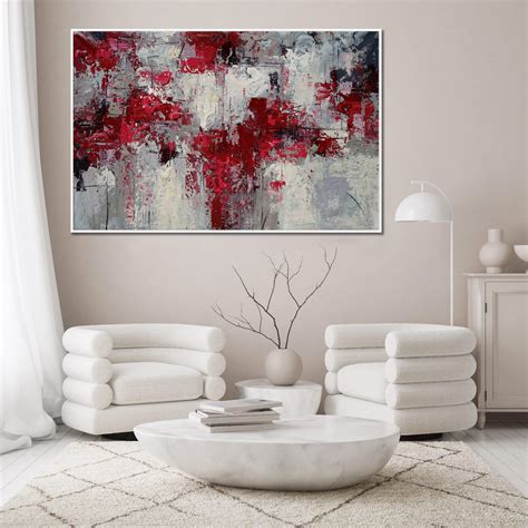 Red And Gray Abstract Wall Art Red And Gray Modern Art Red And Gray