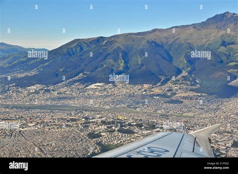 aerial view of Quito city and international airport Ecuador South ...