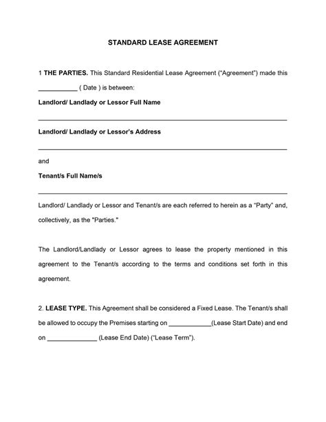 Illinois Standard Lease Agreement Template