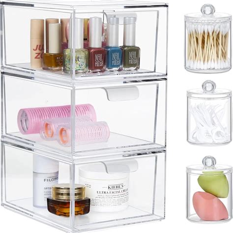 Acrylic Multi Functional Makeup Table With Drawer Stackable Storage Box