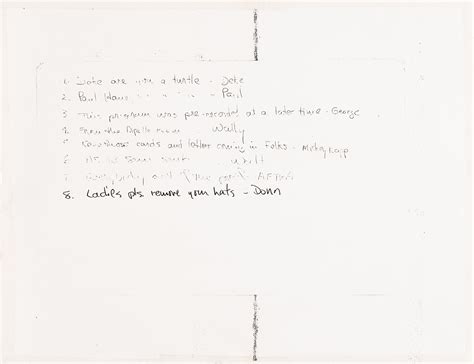 Apollo 7 Flown Cue Card from the First Live Television Broadcast from