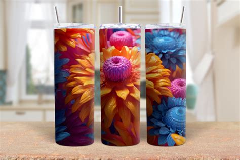 D Flowers Tumbler Wrap Png Graphic By Tota Designs Creative Fabrica