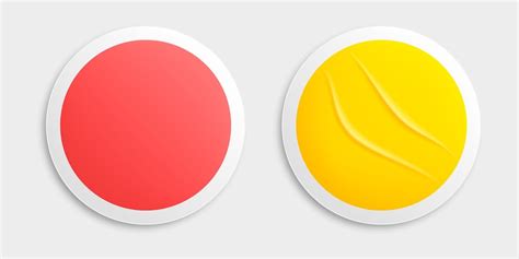 스티커 빈 빨간색과 노란색 접착제 모의 라운드 곡선 스티커 용지 컬 현실적인 벡터 격리 된 그림 프리미엄 벡터
