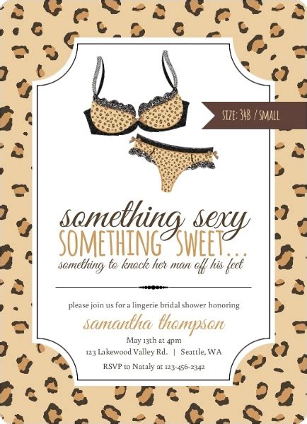 Lingerie Shower Invitations With Sizes