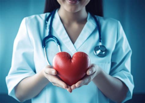 A Nurse Holding a Heart with a Stethoscope in Front Stock Photo - Image ...