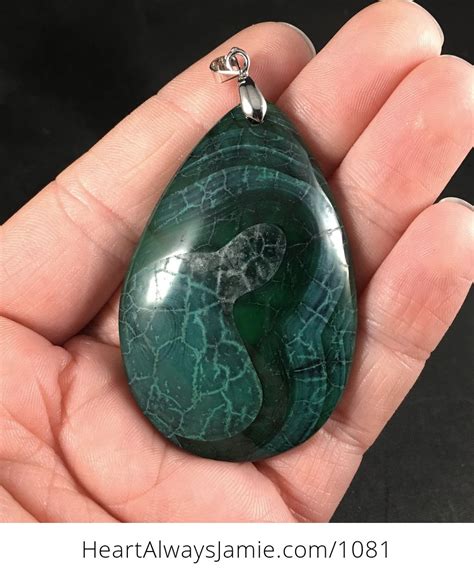 Green Dragon Veins Agate Stone Pendant SUDd9zTVdXE