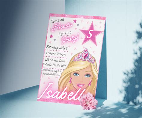 Editable Fashion Doll Party Barbie Invitationgirl Party Invite Girls