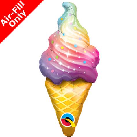 14 Inch Rainbow Swirl Ice Cream Foil Balloon 1 Unpackaged