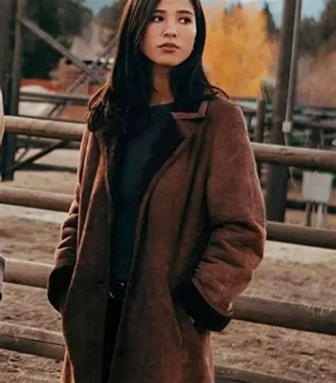 Yellowstone Kelsey Asbille Brown Coat Monica Dutton Brown Outfit