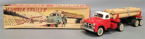 Yamaichi Japan Tin Friction Lumber Trailer In Original Box Auction