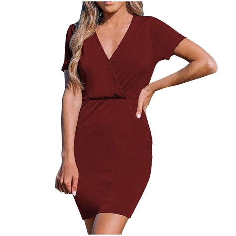 Vrhaik Business Casual Dress For Women Plus Size Red Dress Formal