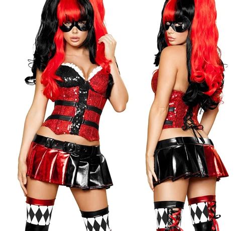 Buy Ladies Harley Quinn Costume Sexy Women Funny Clown Costume Adult Circus