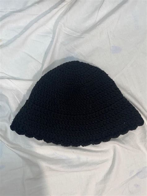 Crocheted Black Bucket Hat Womens Fashion Watches And Accessories Hats And Beanies On Carousell