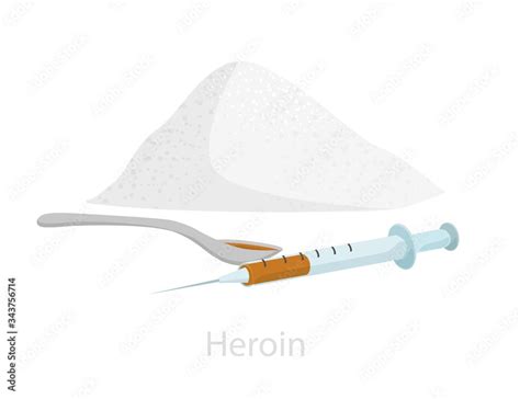 A slide of heroin with a syringe with a ready injection and a dose ...