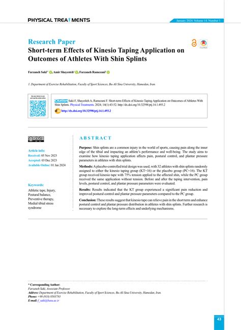 Pdf Short Term Effects Of Kinesio Taping Application On Outcomes Of