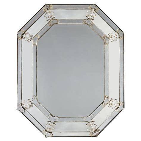 1920 S Green And Clear Octagonal Murano Glass Mirror At 1stdibs