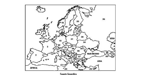 1 MAPA NUMERADO DO CONTINENTE EUROPEU PARA COLORIR Suporte Geográfico