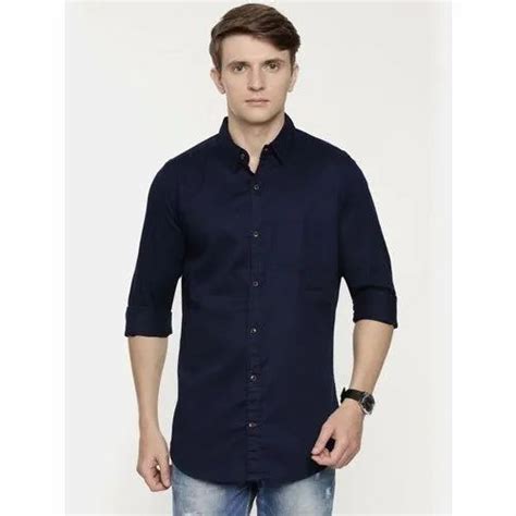 Collar Neck Casual Wear Men Navy Blue Cotton Shirt At Rs 350 In Bengaluru